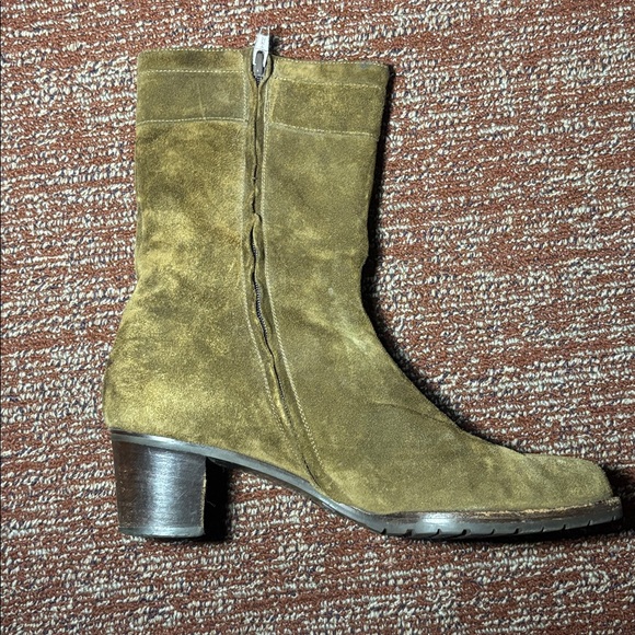 Bottega Veneta olive green brown Suede Heeled Boots classic elegant boot 10.5 - Picture 11 of 15